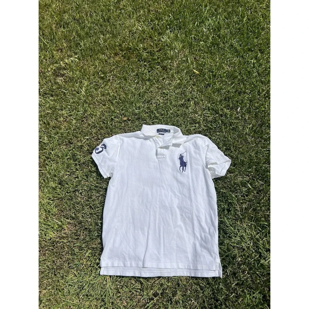 Polo Ralph Lauren Custom Fit Short Sleeve Polo Shirt White w/ Big Pony! SZ L